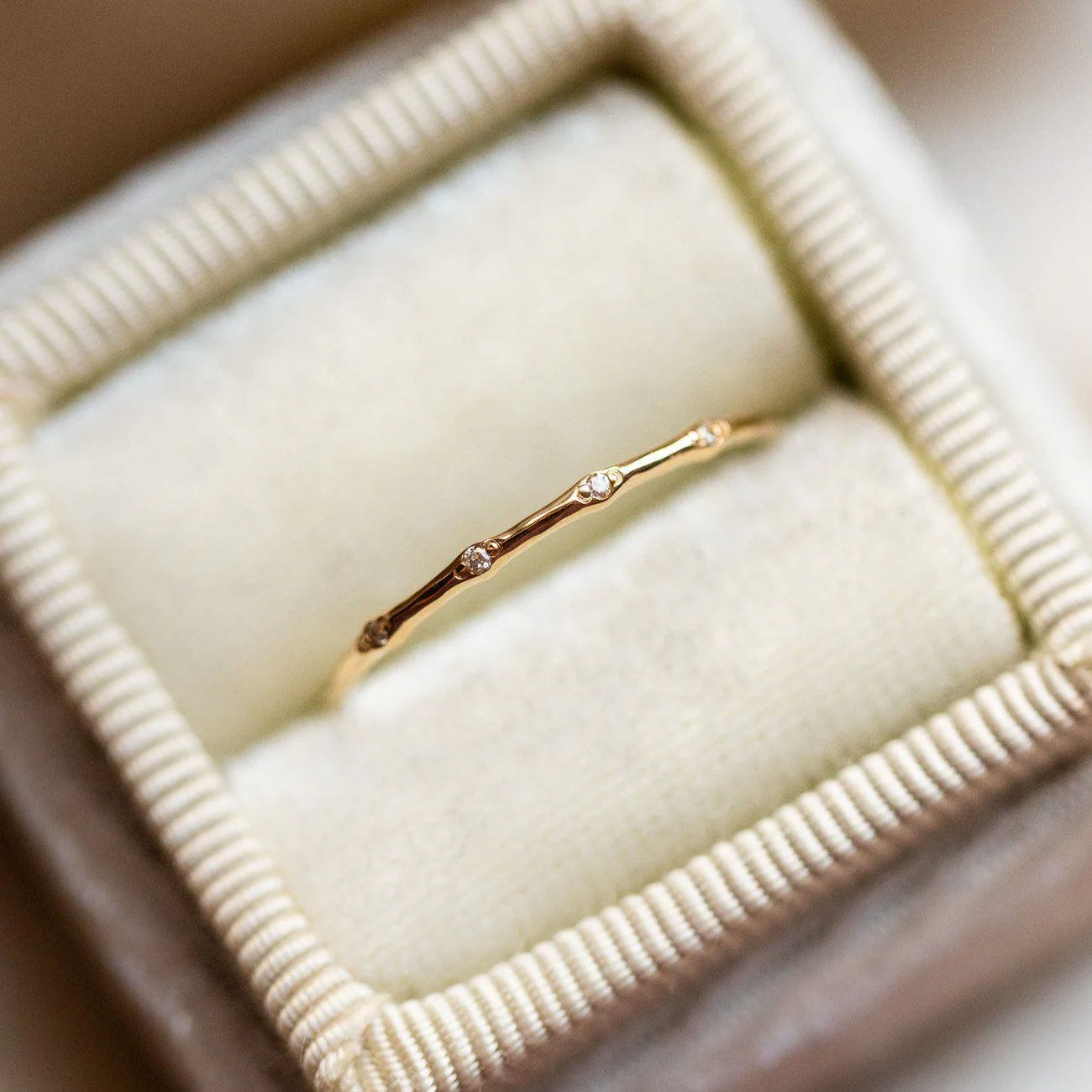 Solid Gold Dainty Diamond Band - Image 11