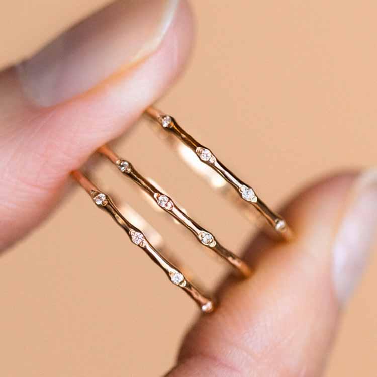 Solid Gold Dainty Diamond Band - Image 8