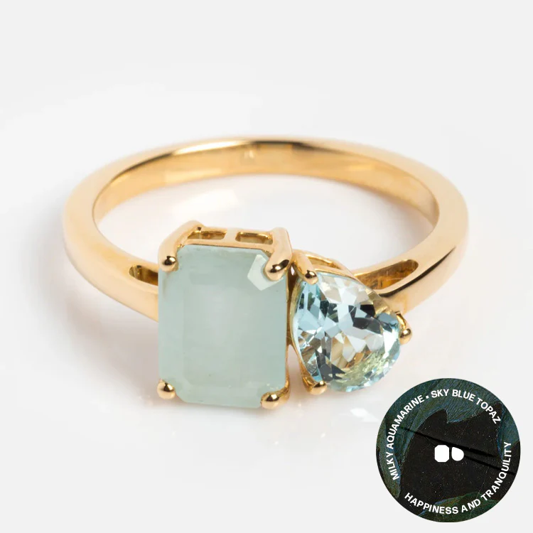 Solid Gold Toi et Moi Colorful Gemstone Ring - Image 15