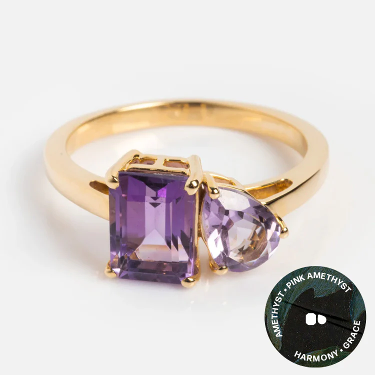 Solid Gold Toi et Moi Colorful Gemstone Ring - Image 17