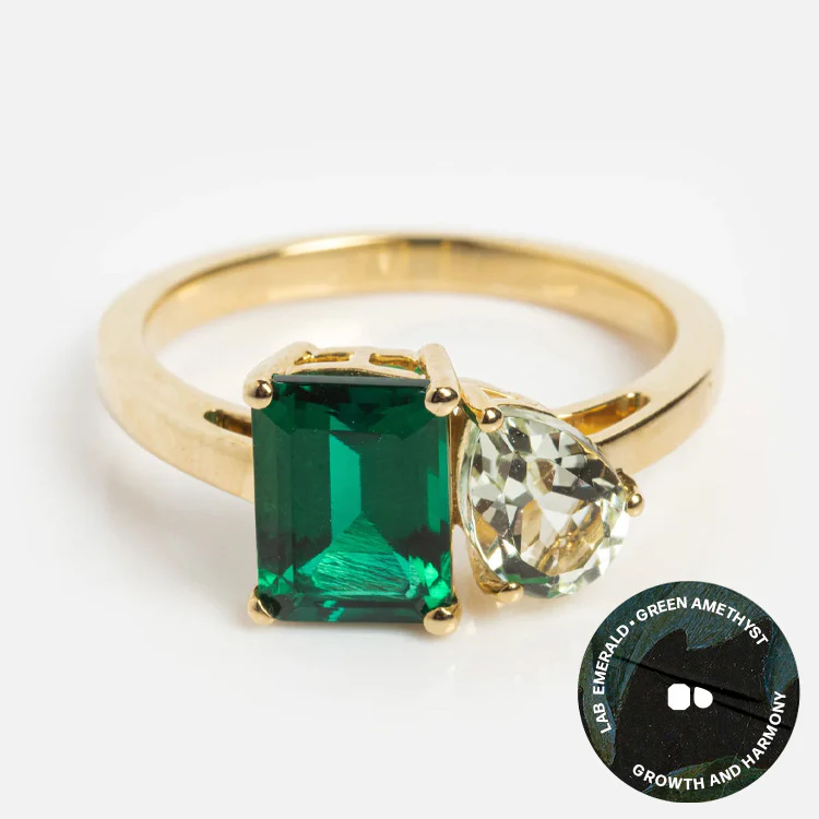 Solid Gold Toi et Moi Colorful Gemstone Ring - Image 19