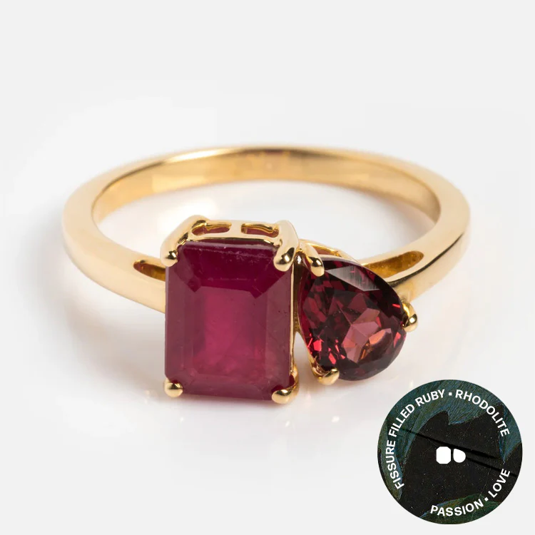 Solid Gold Toi et Moi Colorful Gemstone Ring - Image 20