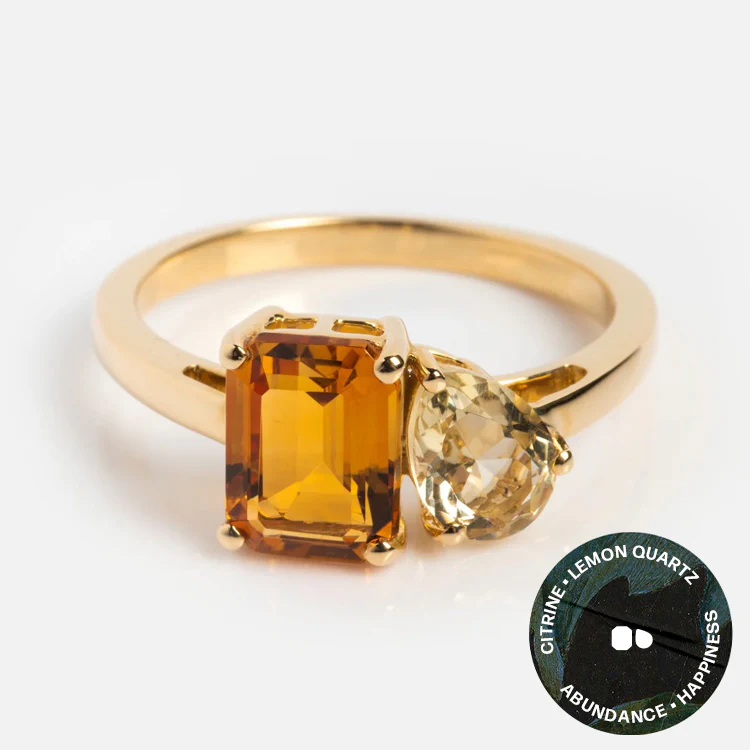 Solid Gold Toi et Moi Colorful Gemstone Ring - Image 23