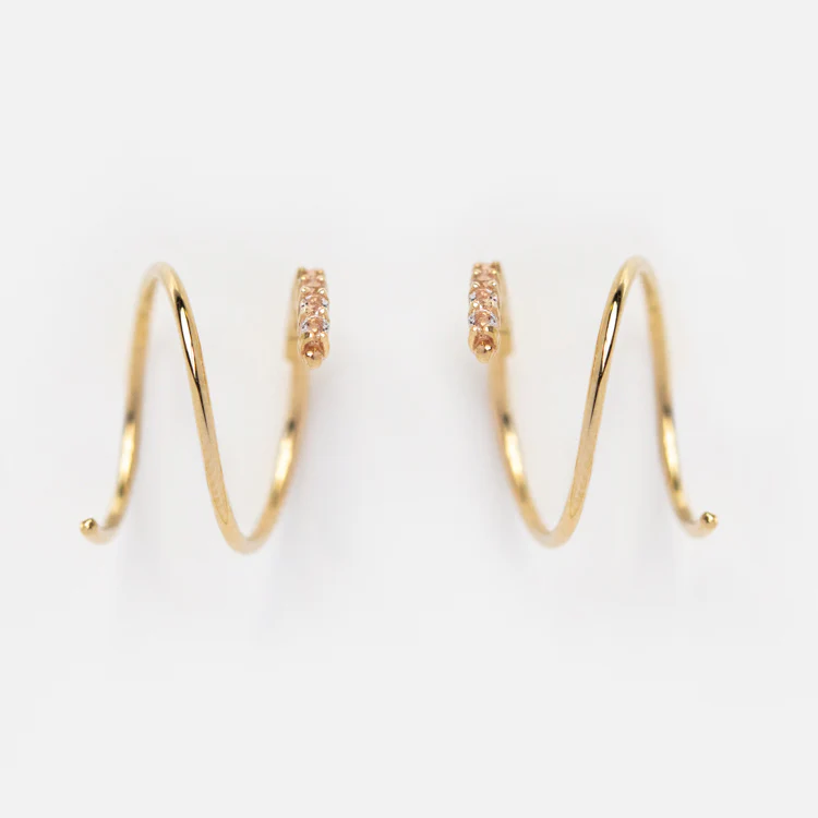 Solid Gold Twist Double Piercing Huggies - Image 5