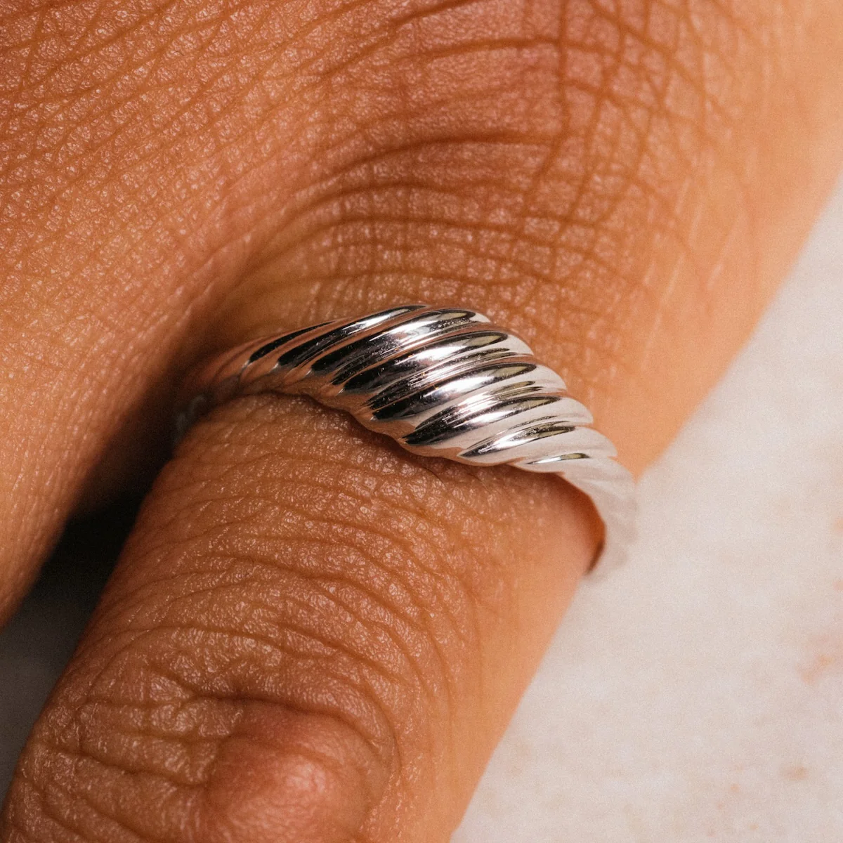 Solid Gold Twisted Signet Ring - Image 12