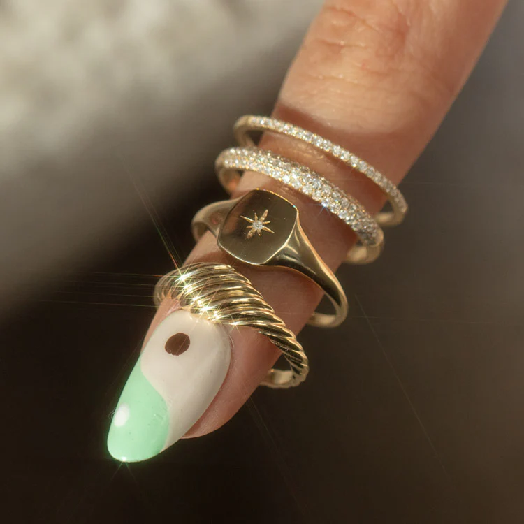 Solid Gold Twisted Signet Ring - Image 13
