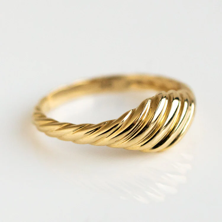 Solid Gold Twisted Signet Ring - Image 14