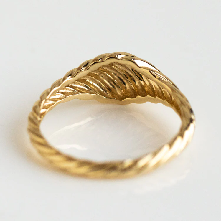 Solid Gold Twisted Signet Ring - Image 15