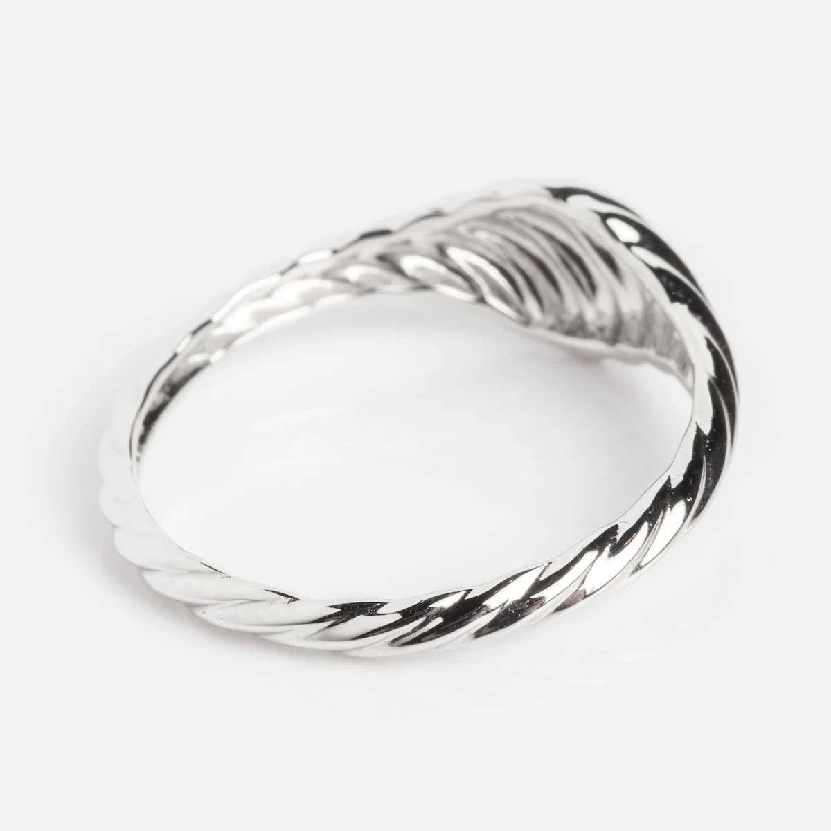 Solid Gold Twisted Signet Ring - Image 16