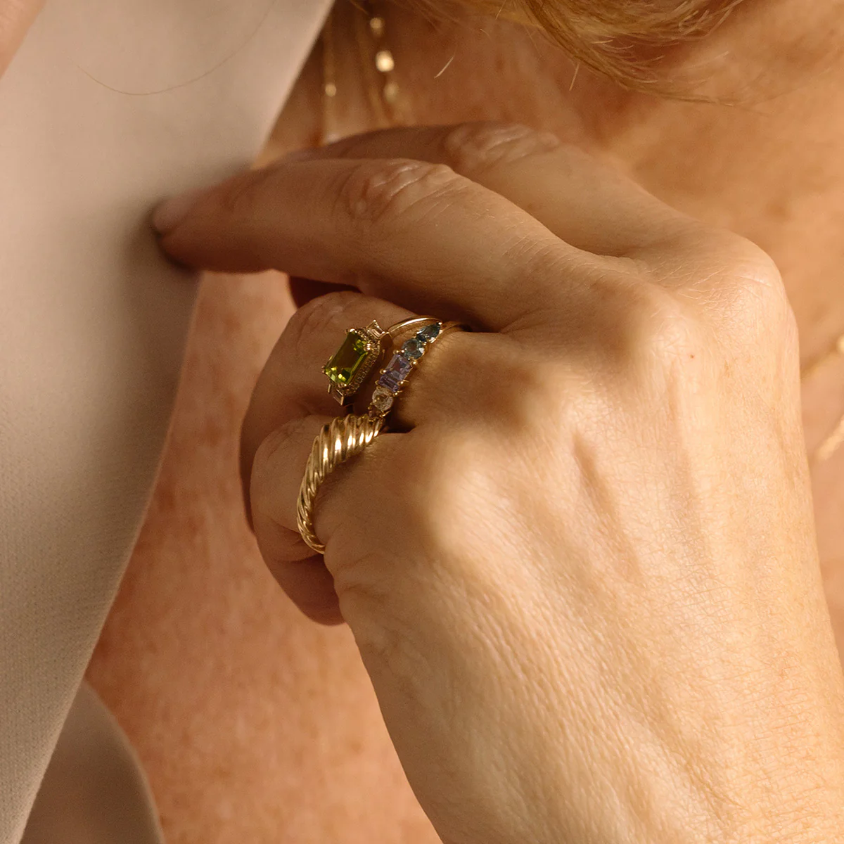 Solid Gold Twisted Signet Ring - Image 6