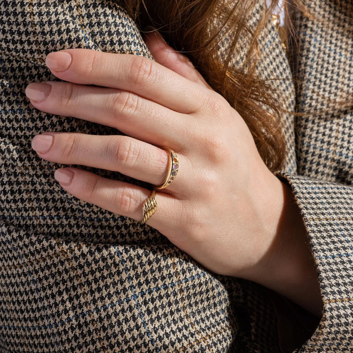 Solid Gold Twisted Signet Ring - Image 8