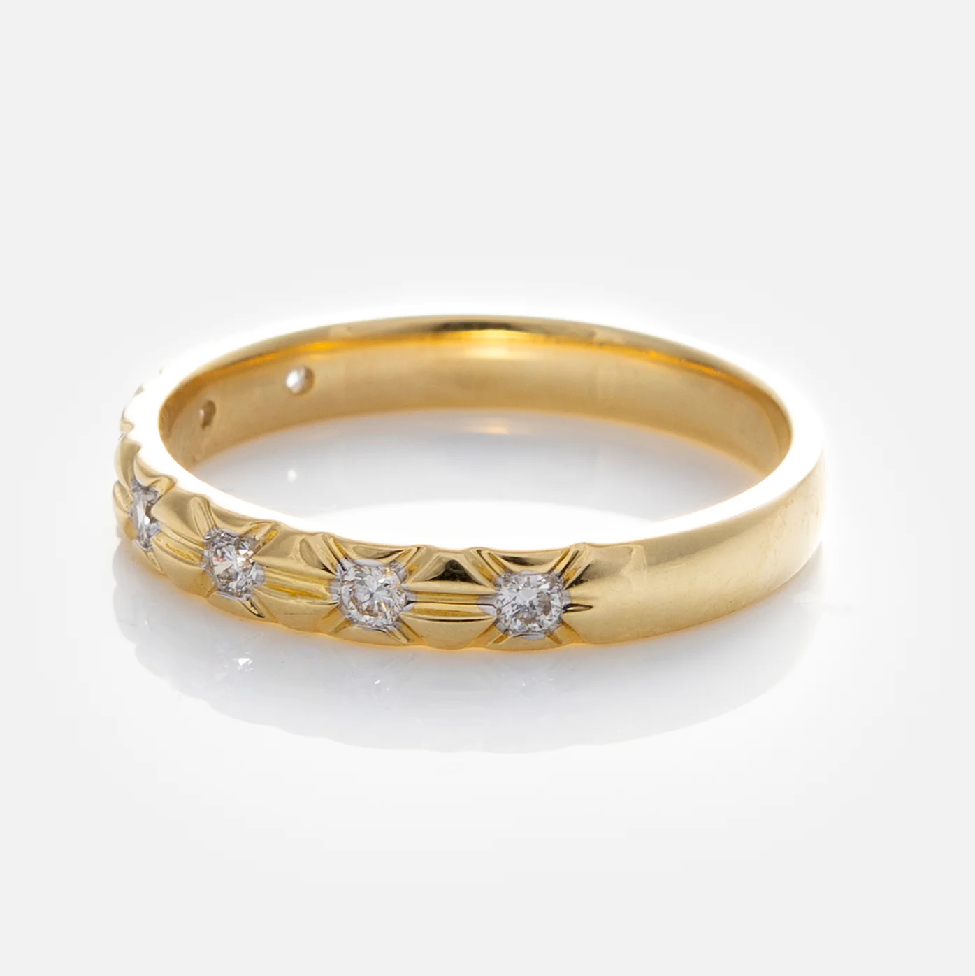Solid Gold Vintage Inspired Diamond Band - Image 9