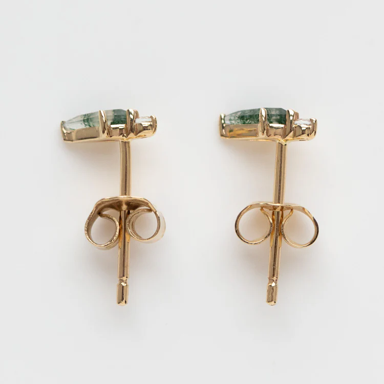 Solid Gold Aquatic Agate Elements Kite Studs - Image 6
