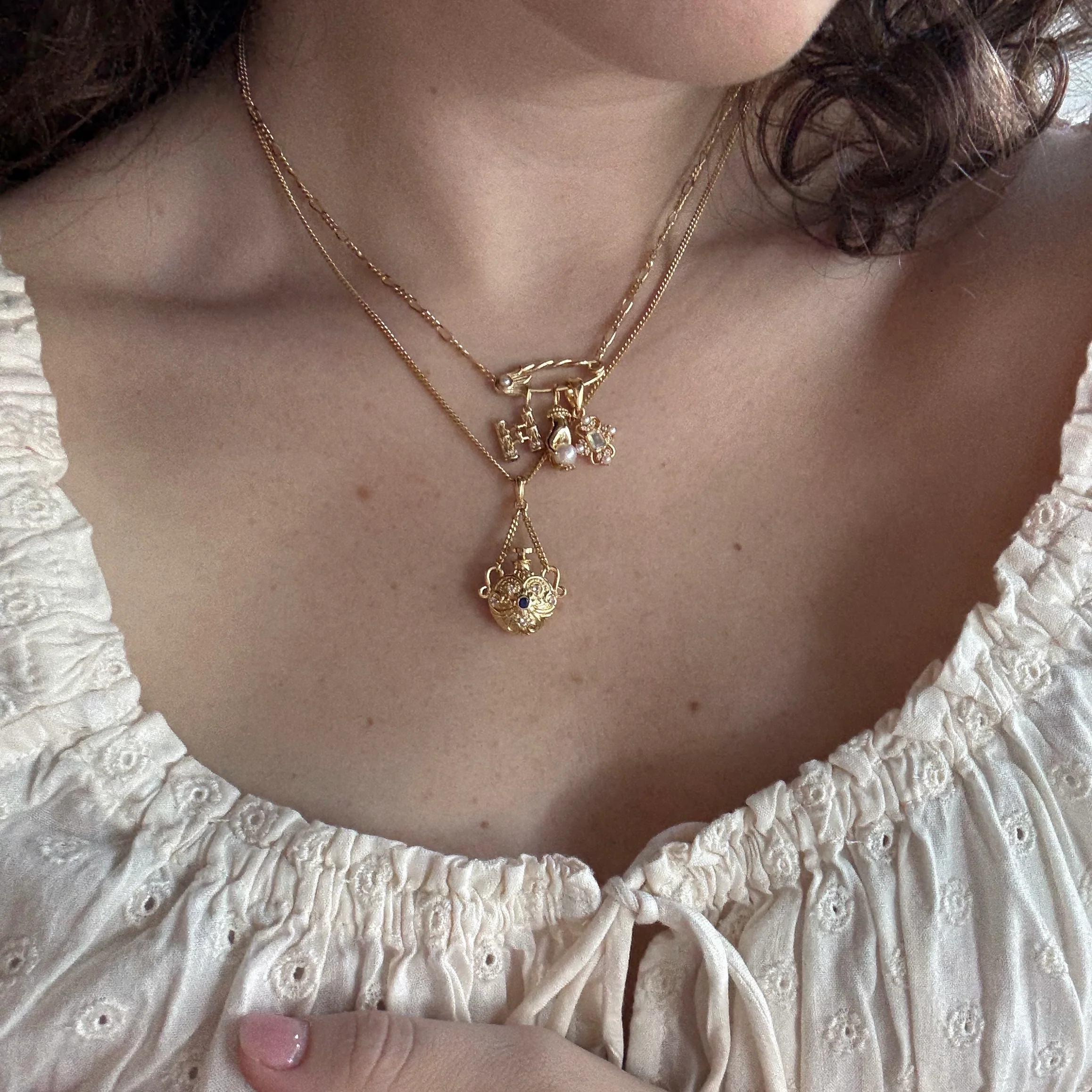 Sonnet Safety Pin Charm Holder Necklace - Image 4