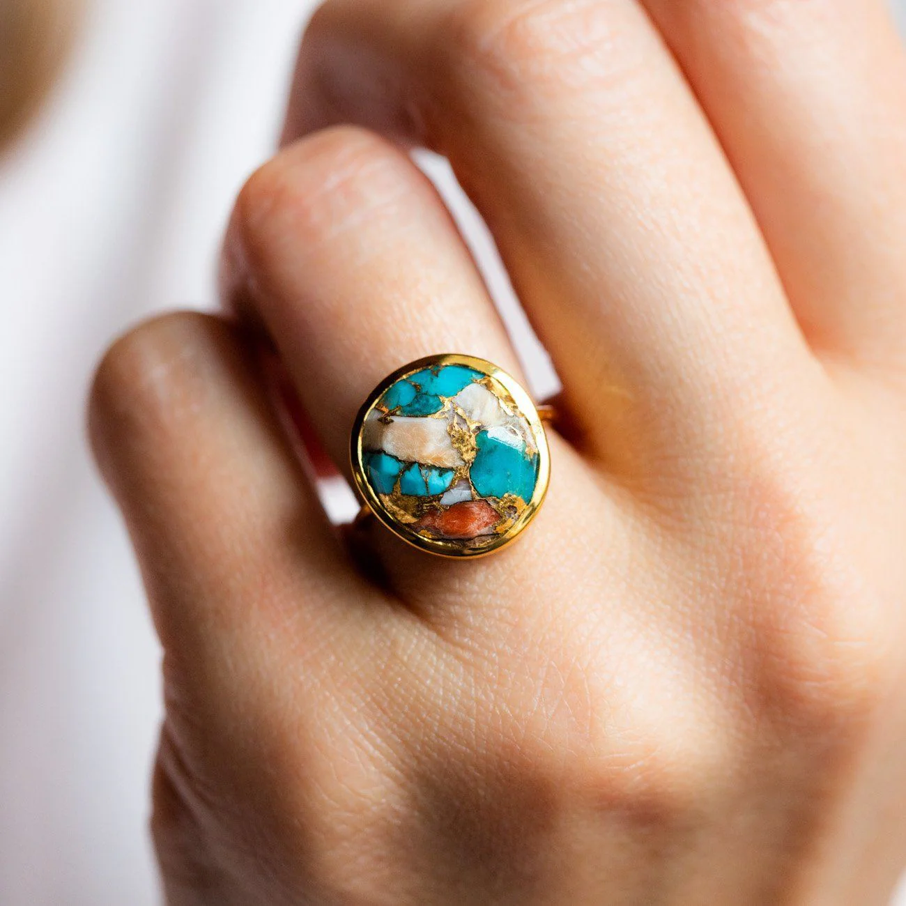 Statement Oyster Turquoise Ring - Image 8