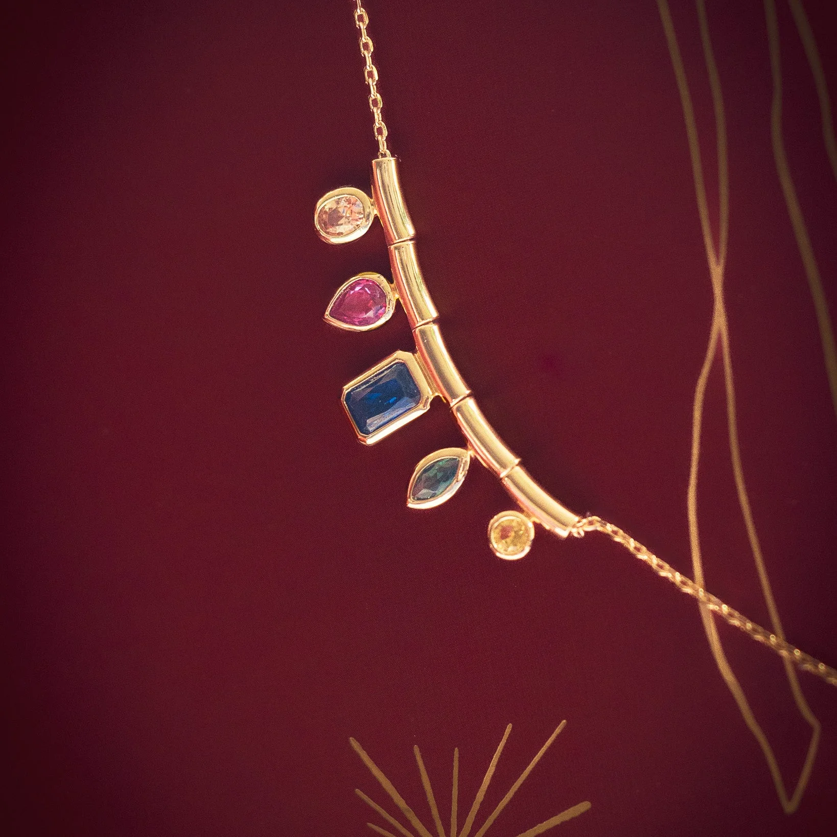 Technicolor Gem Drop Necklace - Image 5