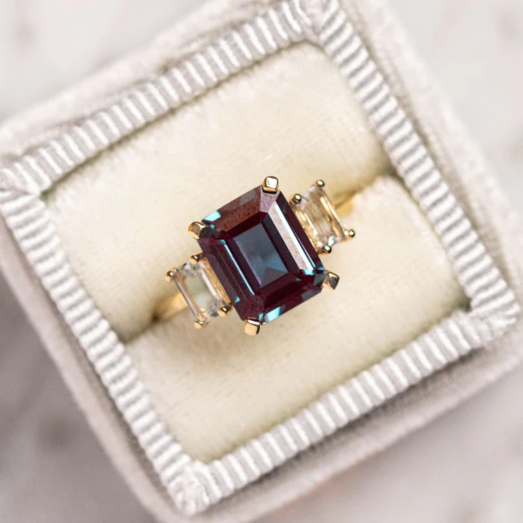 The Sophisticate Lab Alexandrite and White Topaz Ring - Image 3