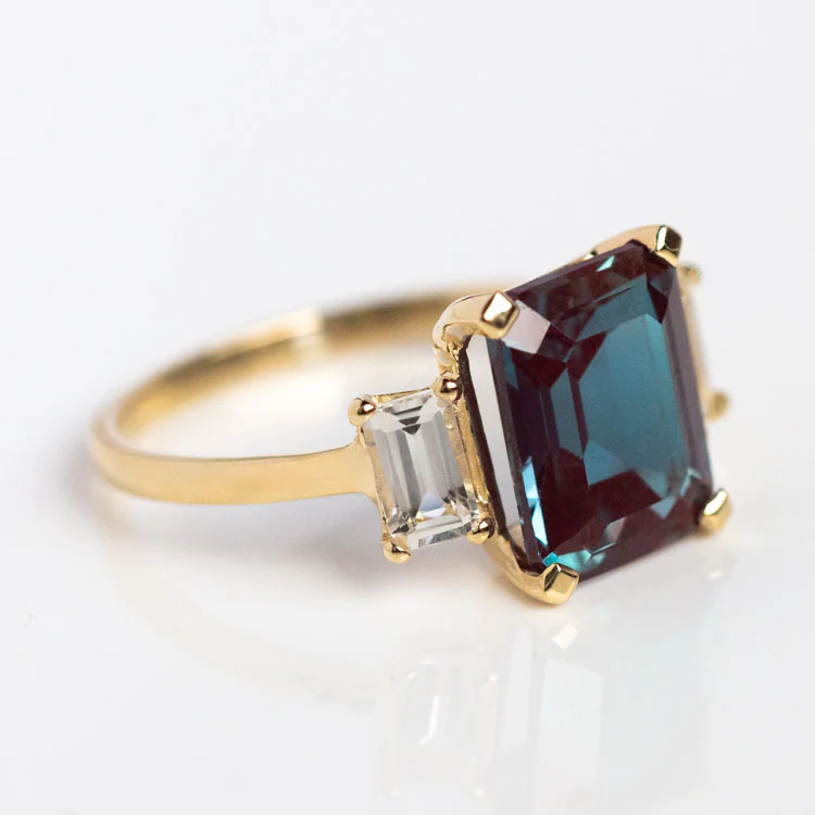 The Sophisticate Lab Alexandrite and White Topaz Ring - Image 5