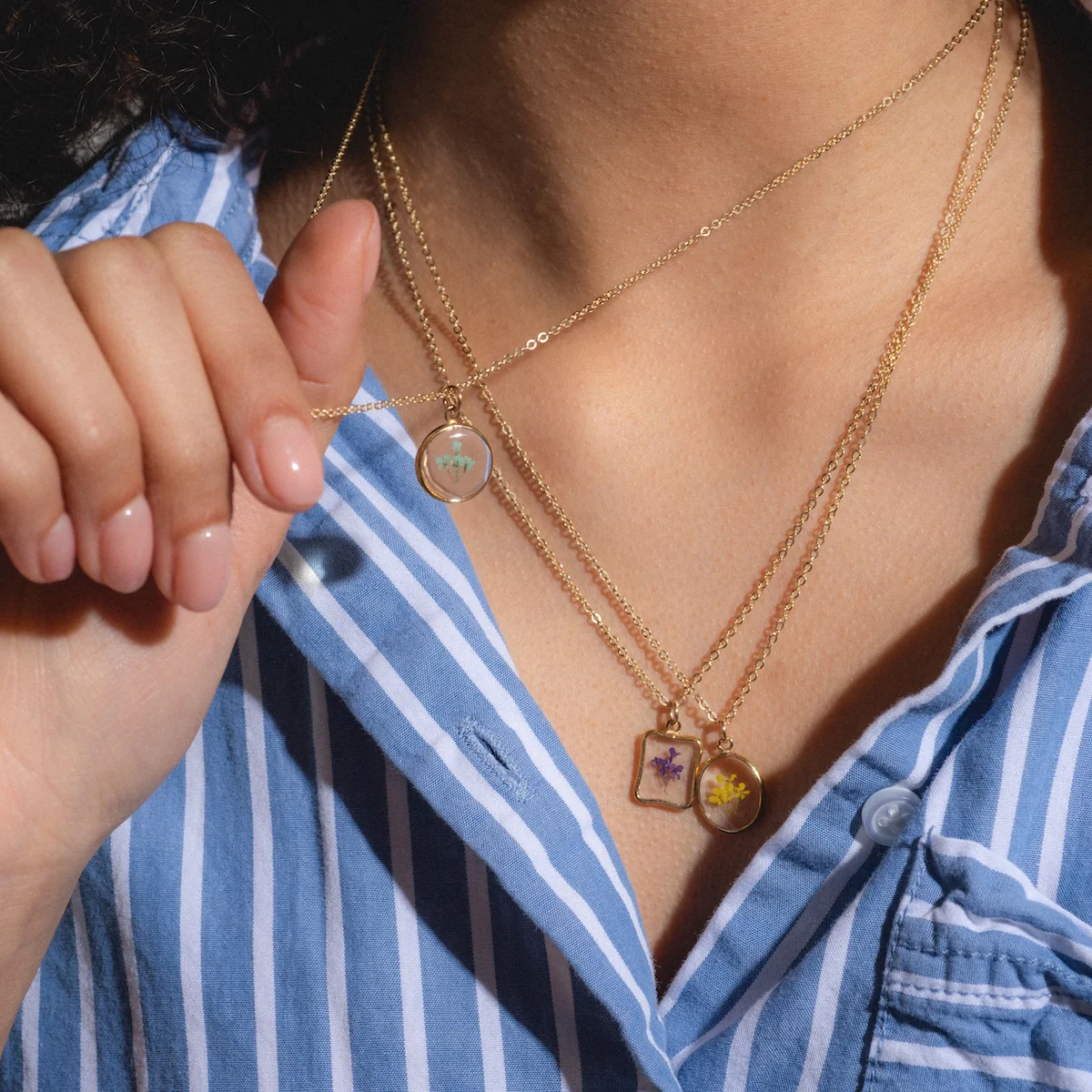 Tiny Birth Flower Portrait Necklace - Image 4